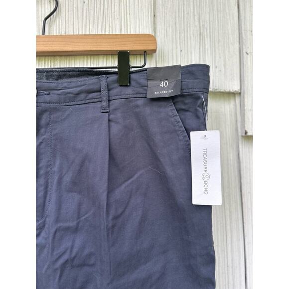 Treasure & Bond Relaxed Fit Pleated Front Pants Gray Cotton Blend Size 40W - Picture 2 of 7